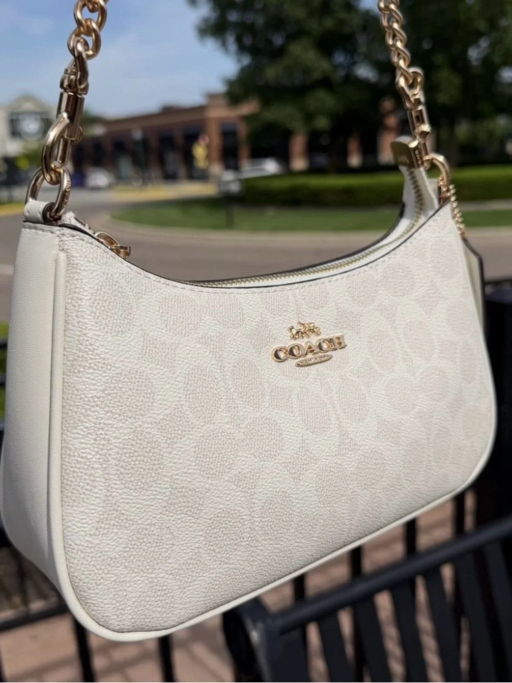 Coach Chalk Logo Mini Shoulder Bag with Gold Hardware